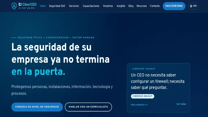 Captura de la página de inicio de El CiberCEO de Hoy en Día, sitio desarrollado por LandoHOUSE