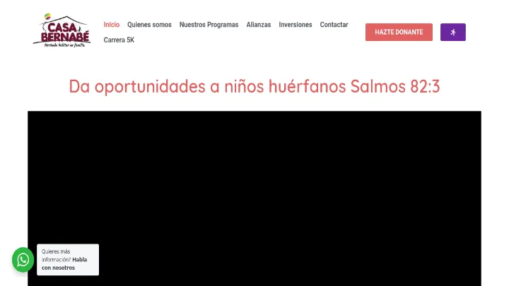 Captura de la página de inicio de FUNPRONI · Casa Bernabé, sitio desarrollado por LandoHOUSE