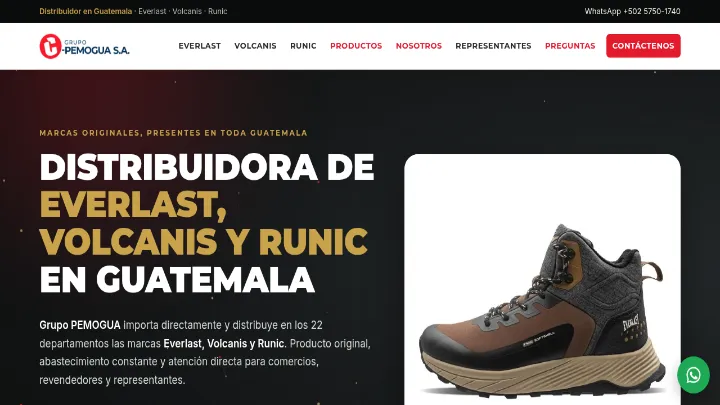 Captura de la página de inicio de Grupo PEMOGUA, sitio desarrollado por LandoHOUSE