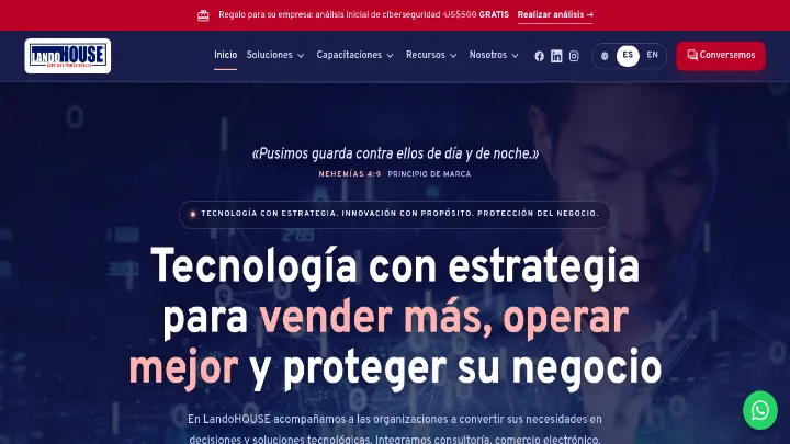 Captura de la página de inicio de LandoHOUSE, sitio desarrollado por LandoHOUSE